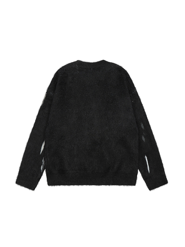 Men's Vintage Abstract Kitty Jacquard Pullover Sweater-1